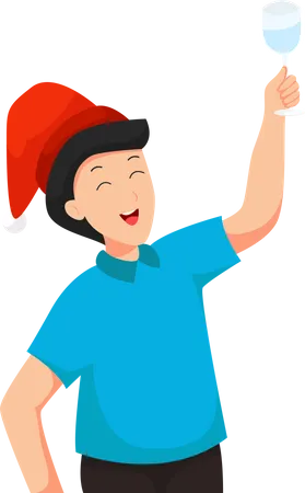 Boy wearing Santa Hat  Illustration