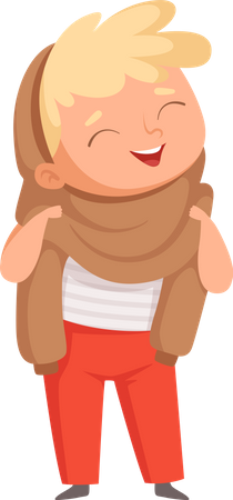 Boy wearing scarf Illustration