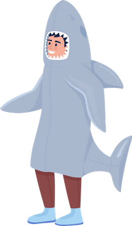 Boy wearing shark costume for halloween  일러스트레이션