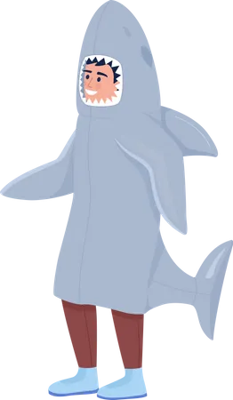 Boy wearing shark costume for halloween  Illustration