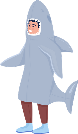 Boy wearing shark costume for halloween  Illustration