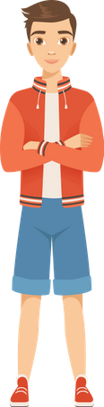 Boy wearing shorts with jacket Illustration