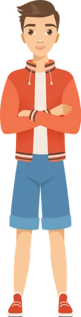 Boy wearing shorts with jacket Illustration