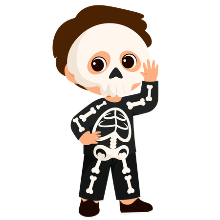 Boy wearing Skeleton Costume  Illustration