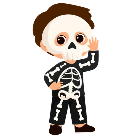 Boy wearing Skeleton Costume  Illustration