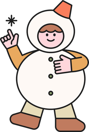 Boy wearing snowman costume  Illustration