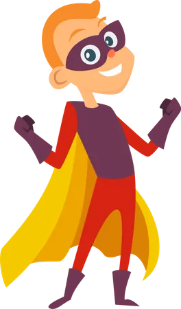 Boy wearing Superhero Costume Illustration