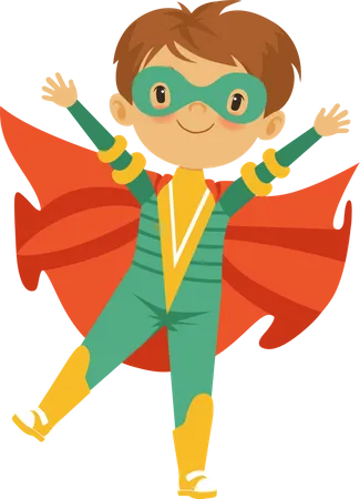 Boy wearing superhero costume  Illustration