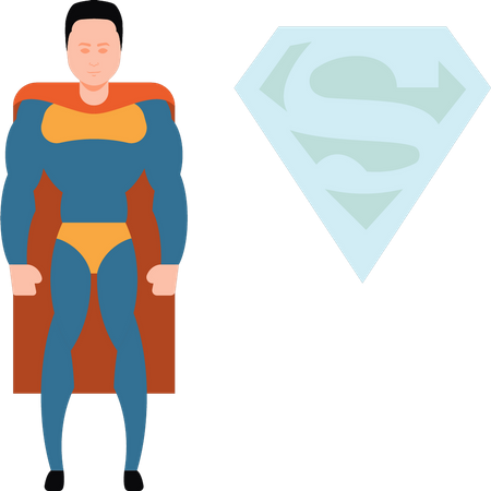 Boy wearing superhero costume  Illustration