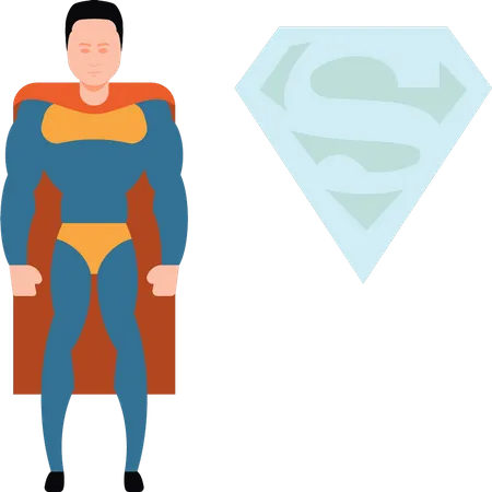 Boy wearing superhero costume  Illustration