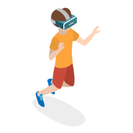 3 D Isometric Flat Vector Illustration Of Kids In Virtual Reality Happy Teenagers Gamers With VR Glasses Item 1 Illustration