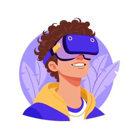 Boy wearing vr glasses  Illustration