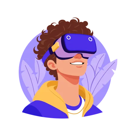 Boy wearing vr glasses  Illustration