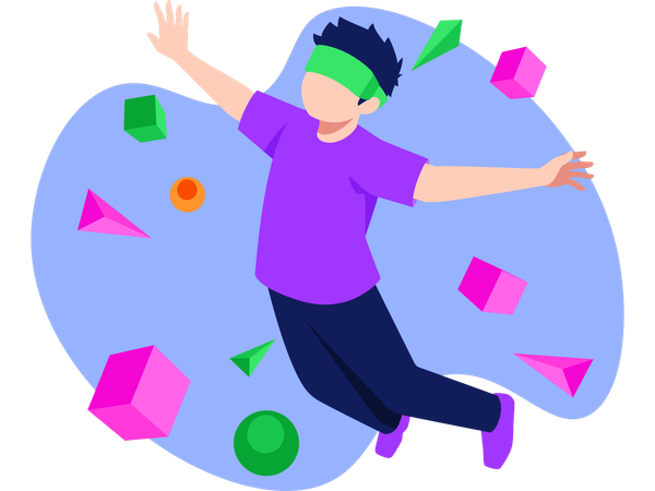 Boy Wearing Vr Goggles  Illustration