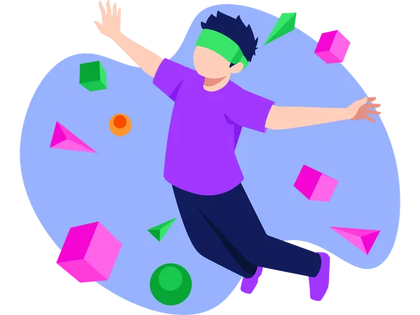 Boy Wearing Vr Goggles  Illustration