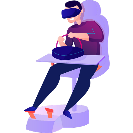 Boy Wearing Vr Playing Game  Illustration