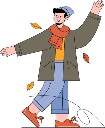 Boy wearing warm clothes during autumn  Illustration
