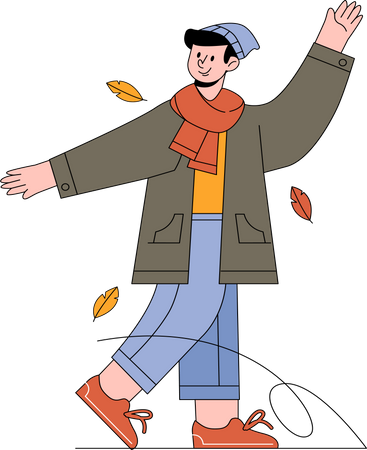 Boy wearing warm clothes during autumn  Illustration