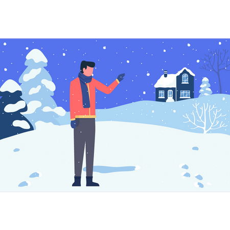 Boy wearing warm clothes in winter  Illustration