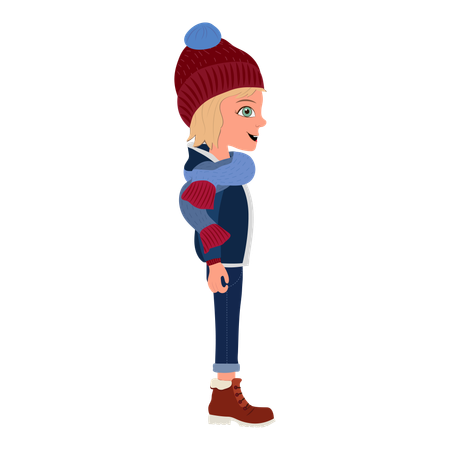 Boy Wearing Winter Clothes  Illustration