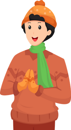 Boy wearing winter clothes  Illustration