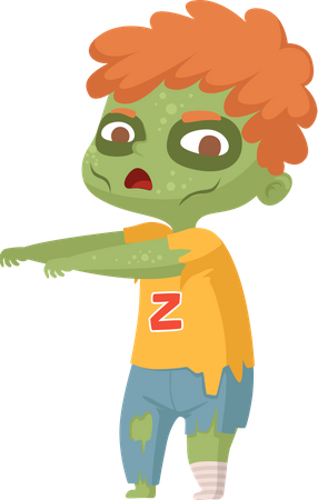 Boy wearing zombie costume Illustration