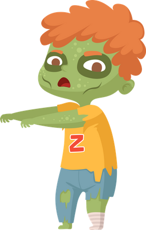 Boy Wearing Zombie Costume  Illustration