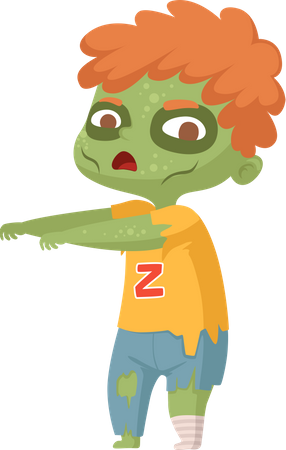 Boy wearing zombie costume  Illustration