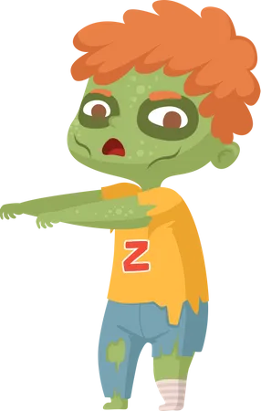 Boy wearing zombie costume  Illustration