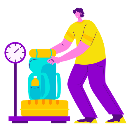 Boy Weighing luggage  Illustration