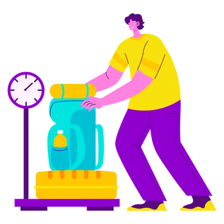 Boy Weighing luggage  Illustration