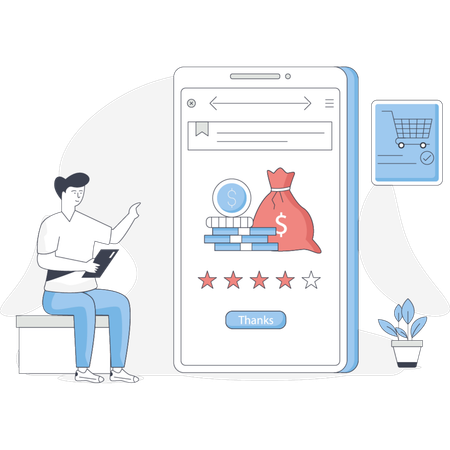 Boy winning loyalty points  Illustration