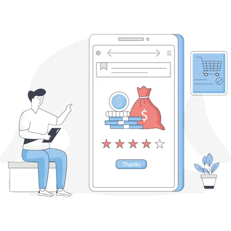 Boy winning loyalty points  Illustration