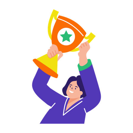 Boy winning trophy  Illustration