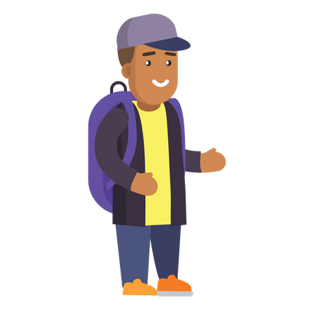 Boy with backpack  Illustration