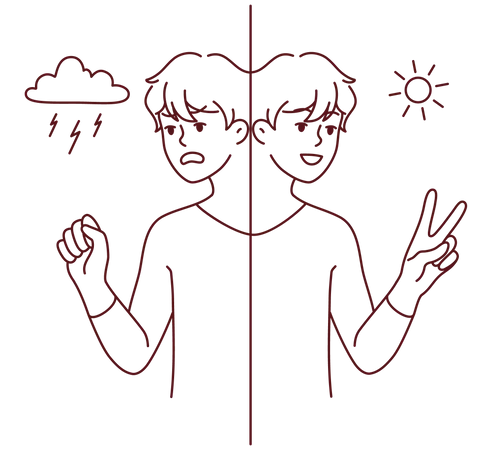 Boy with bipolar disorder  Illustration
