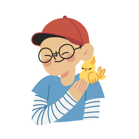 Boy with Bird  Illustration