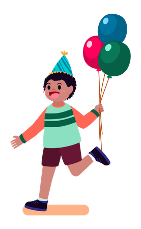 Boy with birthday balloon Illustration