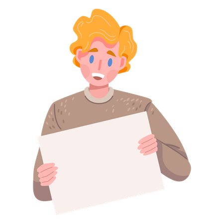 Boy with blank board Illustration
