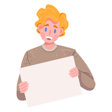 Boy with blank board  Illustration