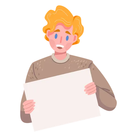 Boy with blank board  Illustration