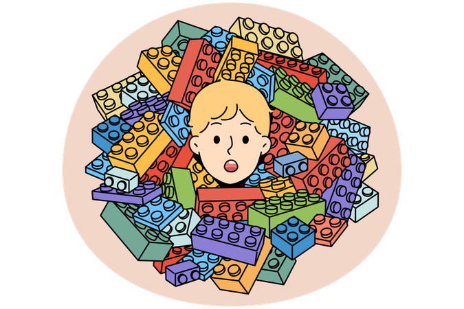 Boy with block  Illustration