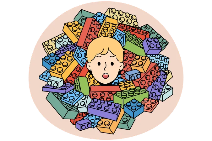 Boy with block  Illustration