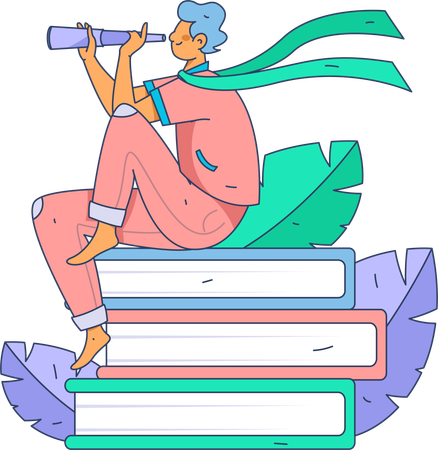 Boy With Book  Illustration