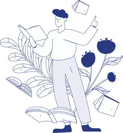 Boy With Book  Illustration