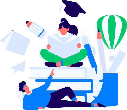 Boy With Book  Illustration