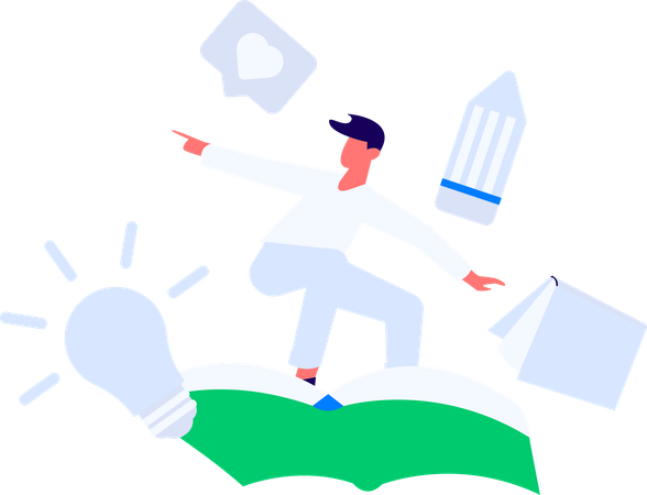 Boy With Book  Illustration