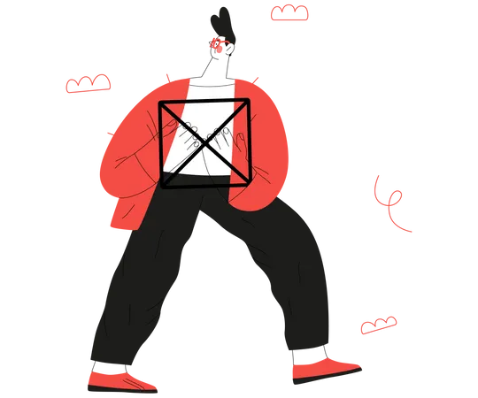 Boy with Box Illustration