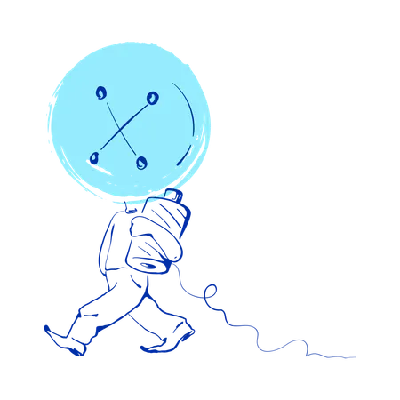 Boy with button and thread  Illustration