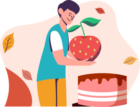 Boy with cake  Illustration